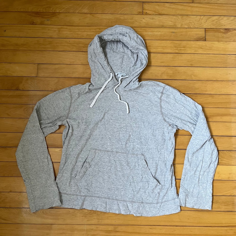 James Perse Mens Size 2 Standard Grey Recycled Cotton Hoodie MAY3512 Made in USA